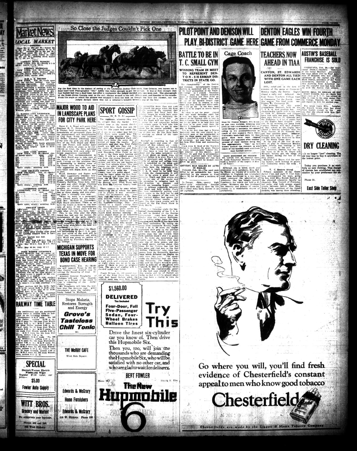 Denton Record-Chronicle (Denton, Tex.), Vol. 25, No. 165, Ed. 1 Tuesday, February 23, 1926
                                                
                                                    [Sequence #]: 3 of 10
                                                