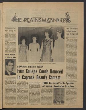 Primary view of object titled 'The Plainsman Press (Levelland, Tex.), Vol. 9, No. 15, Ed. 1 Wednesday, April 26, 1967'.