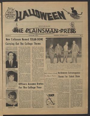 Primary view of object titled 'The Plainsman Press (Levelland, Tex.), Vol. 10, No. 3, Ed. 1 Wednesday, October 25, 1967'.
