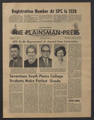 The Plainsman Press (Levelland, Tex.), Vol. 11, No. 9, Ed. 1 Wednesday, February 12, 1969
