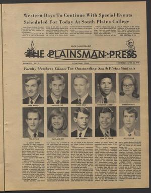 Primary view of object titled 'The Plainsman Press (Levelland, Tex.), Vol. 11, No. 13, Ed. 1 Tuesday, April 22, 1969'.