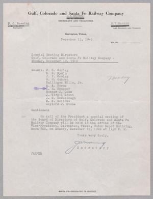 [Letter from Gulf, Colorado and Santa Fe Railway Company, December 13, 1949]