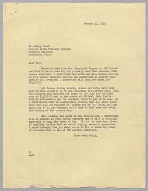 [Letter from Isaac H. Kempner to Henry Clark, October 24, 1949]