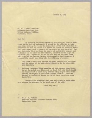 [Letter from Isaac H. Kempner to M. L. Cook, October 6, 1949]