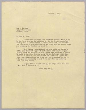 [Letter from I. H. Kempner to Dr. E. L. Goar, October 5, 1949]