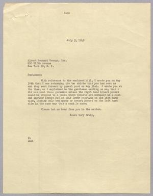 [Letter from I. H. Kempner to Albert Leonard George, Inc., July 5, 1949]
