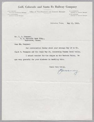 [Letter from Gulf, Colorado and Santa Fe Railway Company to I. H. Kempner, May 23, 1949]