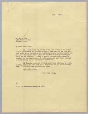 Primary view of object titled '[Letter from I. H. Kempner to Dr. E. L. Goar, May 7, 1949]'.