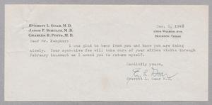 Primary view of object titled '[Letter from Dr. Everett L. Goar to I. H. Kempner, December 6, 1948]'.