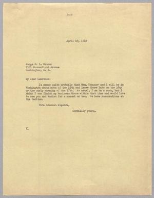 [Letter from I. H. Kempner to Judge D. L. Groner, April 19, 1949]