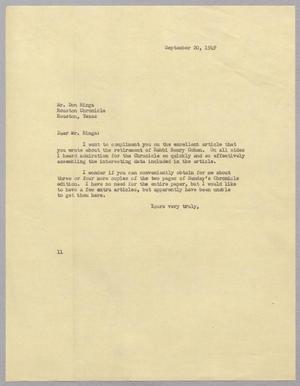 [Letter from I. H. Kempner to Mr. Don Hinga, September 20, 1949]