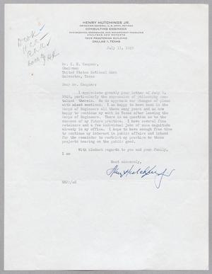 [Letter from Henry Hutchings Jr. to Mr. I. H. Kempner, July 11, 1949]