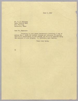 [Letter from Isaac H. Kempner to W. J. Hammonds, June 7, 1949]