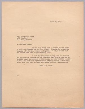 [Letter from Isaac H. Kempner to Mrs. Richard S. Hawes, March 28, 1949]