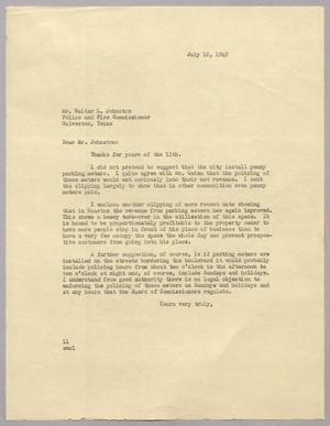 [Letter from Isaac H. Kempner to Walter L. Johnston, July 12, 1949]