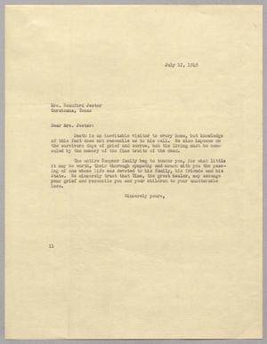 [Letter from Isaac H. Kempner to Mrs. Beauford Jester, July 12, 1949]