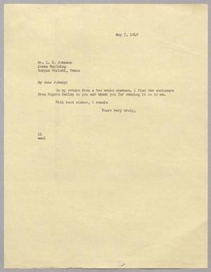 [Letter from Isaac Herbert Kempner to L. R. Johnson, May 7, 1949]