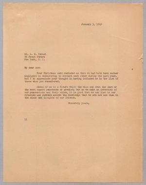 Primary view of object titled '[Letter from Isaac H. Kempner to A. C. Israel, January 3, 1949]'.