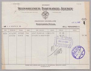 Primary view of object titled '[Invoice for Seinsheimer Insurance Policies]'.