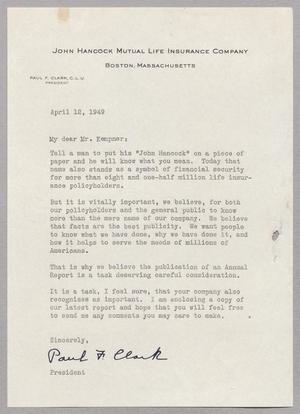 [Letter from Paul F. Clark to Mr. Kempner, April 12, 1949]