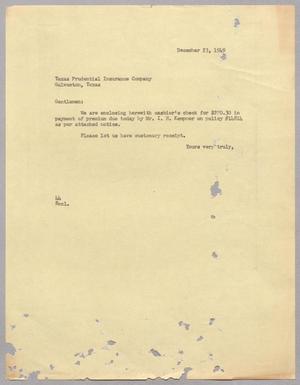 [Letter from A. H. Blackshear, Jr. to Texas Prudential Insurance Company, December 23, 1949]
