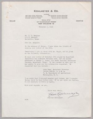 [Letter from Charles Kohlmeyer to I. H. Kempner, December 3, 1949]