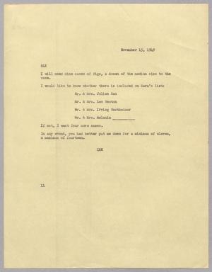 [Letter from I. H. Kempner to Robert Lee Kempner, November 15, 1949]