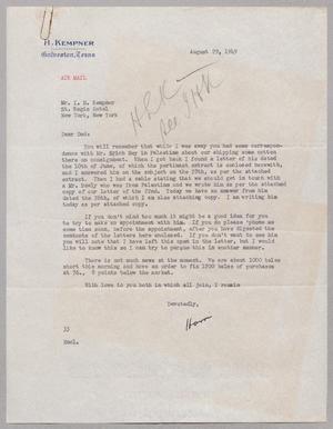 [Letter from Harris Leon Kempner to I. H. Kempner, August 29, 1949]