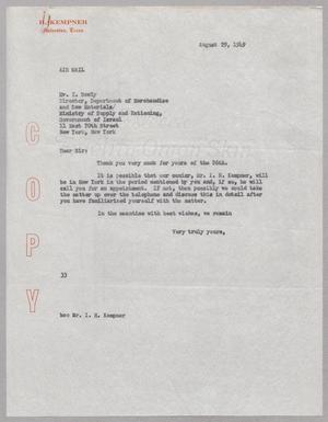[Letter from Harris Leon Kempner to I. Bawly, August 29, 1949]