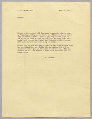 [Letter from I. H. Kempner to I. H. Kempner Jr., July 18, 1949]