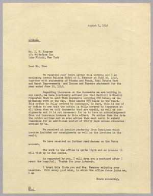 [Letter from Daniel W. Kempner to I. H. Kempner, August 5, 1949]