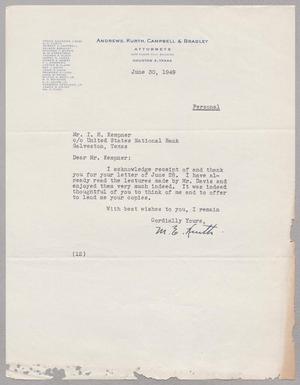 [Letter from M. E. Kurth to I. H. Kempner, June 30, 1949]