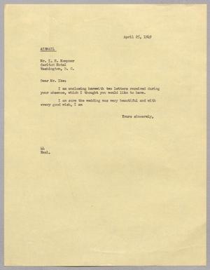 [Letter from A. H. Blackshear, Jr., to Isaac Herbert Kempner, April 25, 1949]