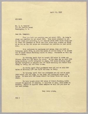[Letter from Fred H. Rayner to I. H. Kempner, April 23, 1949]
