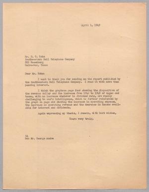 [Letter from I. H. Kempner to D. G. Kobs, April 1, 1949]