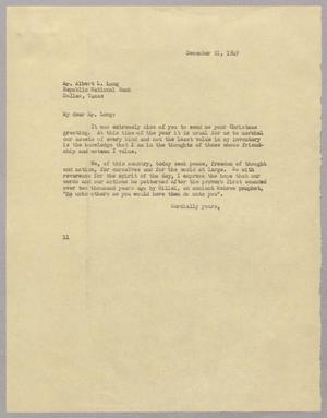 [Letter from I. H. Kempner to Mr. Albert L. Long, December 21, 1949]
