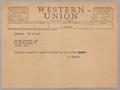 Thumbnail image of item number 1 in: '[Telegram from Isaac H. Kempner to Lu-Tex Products, Inc., November 19, 1949]'.