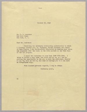 [Letter from I. H. Kempner to Mr. W. L. Laurence, October 27, 1949]