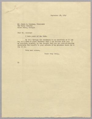 [Letter from I. H. Kempner to Mr. James A. Lindsay, September 26, 1949]
