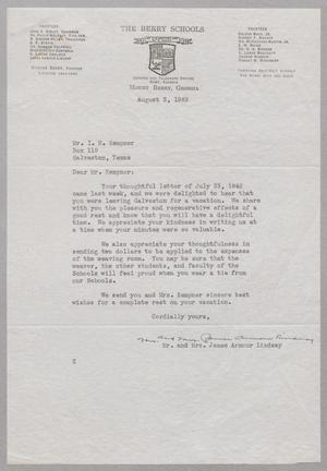 Primary view of object titled '[Letter from Mr. and Mrs. James Armour Lindsay to Mr. I. H. Kempner, August 3, 1949]'.