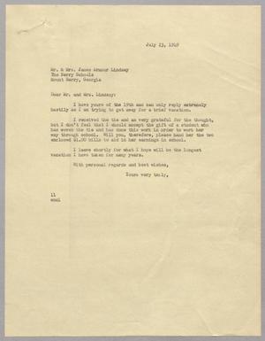 Primary view of object titled '[Letter from I. H. Kempner to Mr. & Mrs. James Armour Lindsay, July 23, 1949]'.