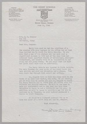 Primary view of object titled '[Letter from Mrs. James Armour Lindsay to Mrs. I. H. Kempner, June 11, 1949]'.