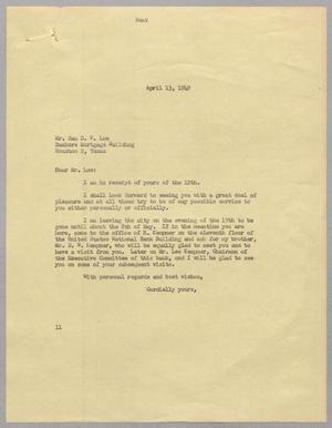 [Letter from I. H. Kempner to Mr. Sam D. W. Low, April 13, 1949]