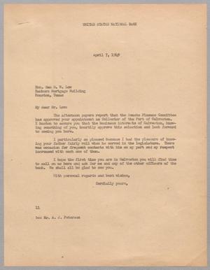[Letter from I. H. Kempner to Sam D. W. Low, April 7, 1949]