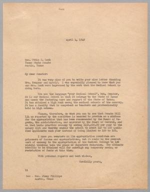 [Letter from I. H. Kempner to Ottis E. Lock, April 4, 1949]