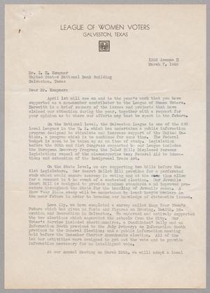 [Letter from Mrs. Howard G. Swann to Mr. I. H. Kempner, March 7, 1949]