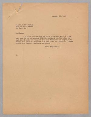 [Letter from I. H. Kempner to Lord & Taylor, January 18, 1949]