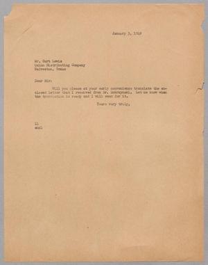 [Letter from Isaac Herbert Kempner to Curt Lewis, January 3, 1949]