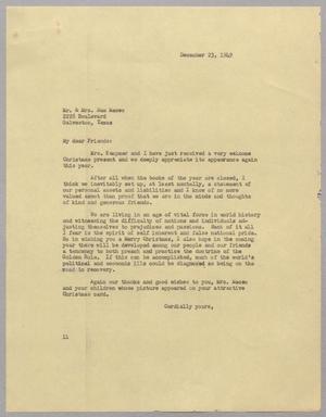 [Letter from I. H. Kempner to Mr. and Mrs. Sam Maceo, December 23, 1949]