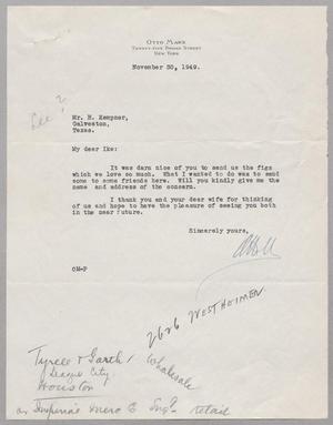 [Letter from Otto Marx to I. H. Kempner, November 30, 1949]